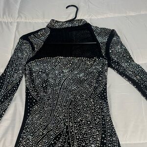 Banjul Black Crystal-Studded Long Sleeve Dress